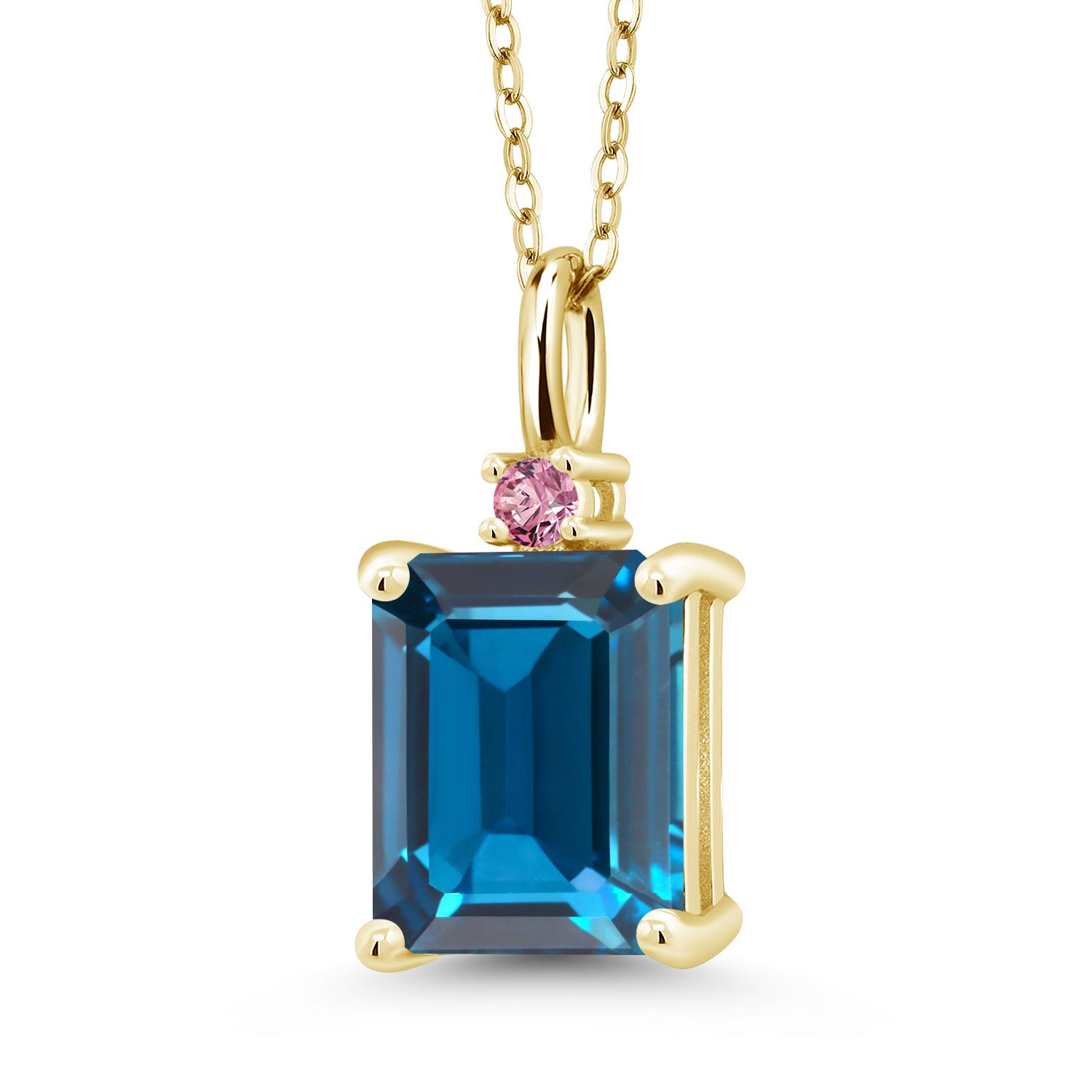 London Blue Topaz - November_925 Yellow Gold Plated Silver_Pendant in 925 Yellow Gold Plated Silver
