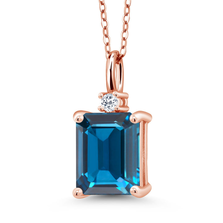 London Blue Topaz - November_925 Rose Gold Plated Silver_Pendant in 925 Rose Gold Plated Silver