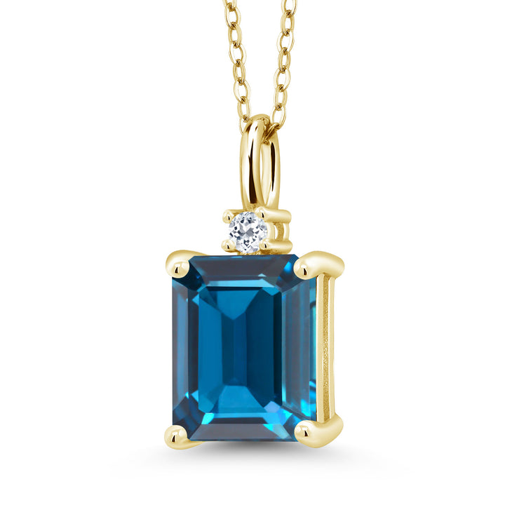 London Blue Topaz - November_925 Yellow Gold Plated Silver_Pendant in 925 Yellow Gold Plated Silver