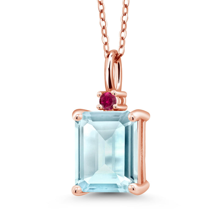 Sky Blue Topaz - November_925 Rose Gold Plated Silver_Pendant in 925 Rose Gold Plated Silver