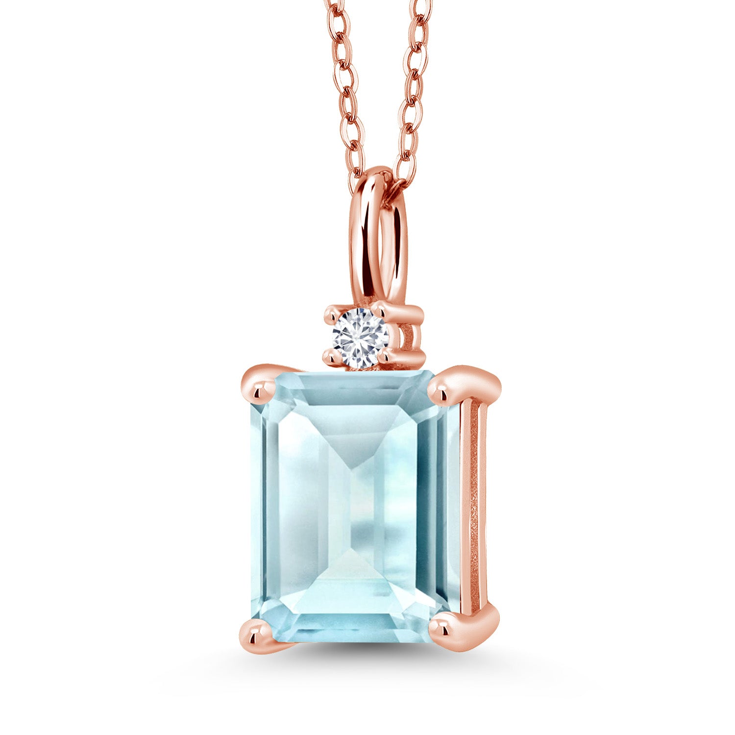 Sky Blue Topaz - November_925 Rose Gold Plated Silver_Pendant in 925 Rose Gold Plated Silver