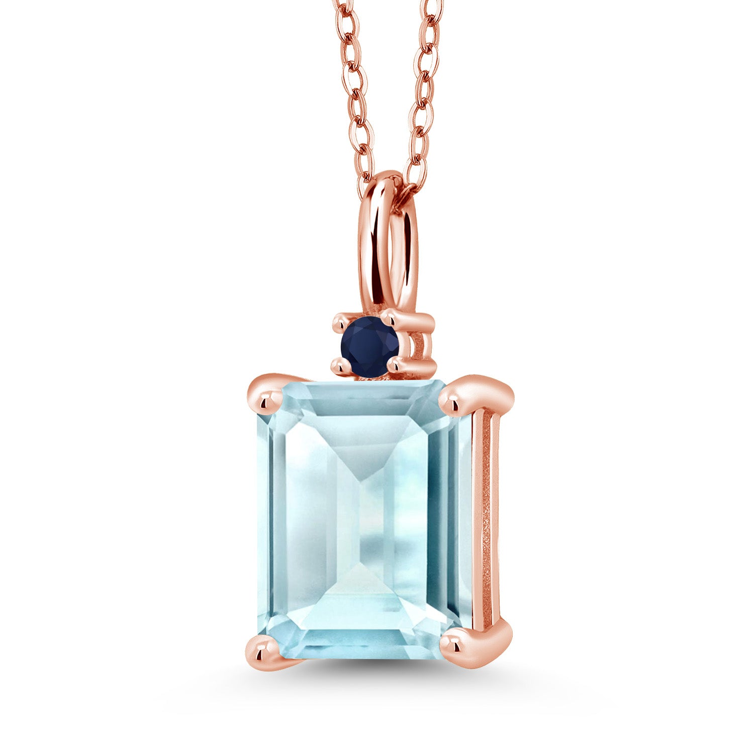 Sky Blue Topaz - November_925 Rose Gold Plated Silver_Pendant in 925 Rose Gold Plated Silver