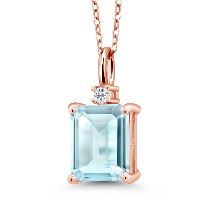 Sky Blue Topaz - November_925 Rose Gold Plated Silver_Pendant in 925 Rose Gold Plated Silver