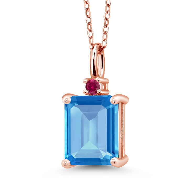 Swiss Blue Topaz - November_925 Rose Gold Plated Silver_Pendant in 925 Rose Gold Plated Silver