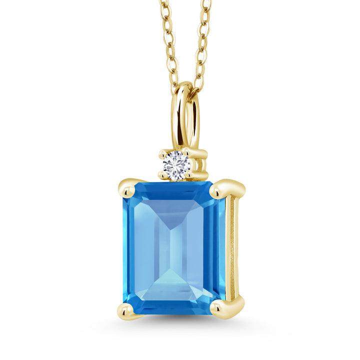 Swiss Blue Topaz - November_925 Yellow Gold Plated Silver_Pendant in 925 Yellow Gold Plated Silver