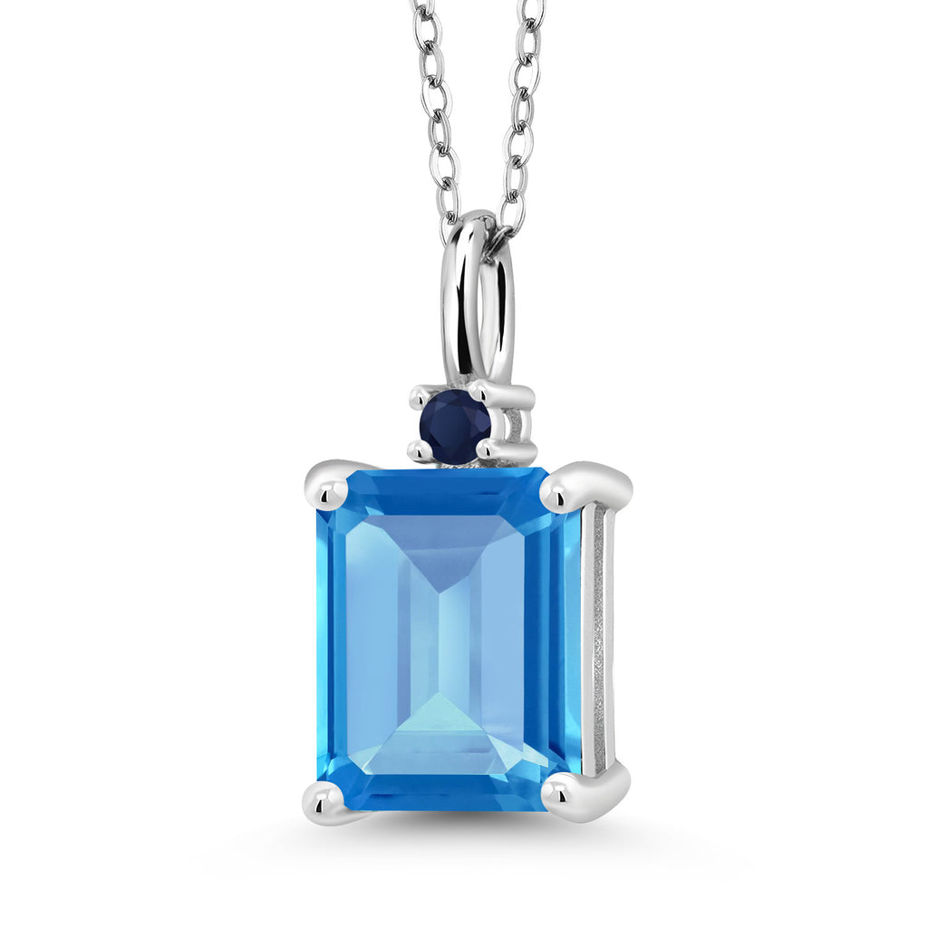 Swiss Blue Topaz - November_925 Sterling Silver_Pendant in 925 Sterling Silver