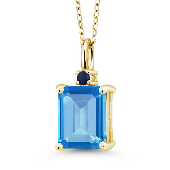 Swiss Blue Topaz - November_925 Yellow Gold Plated Silver_Pendant in 925 Yellow Gold Plated Silver