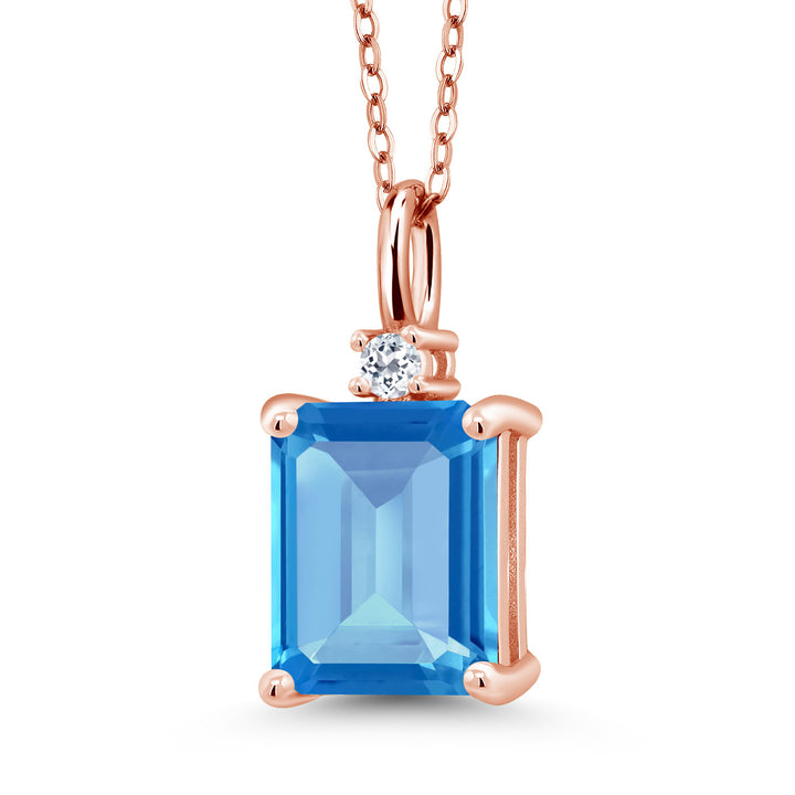 Swiss Blue Topaz - November_925 Rose Gold Plated Silver_Pendant in 925 Rose Gold Plated Silver