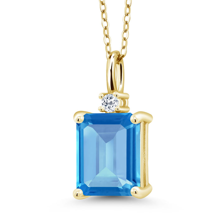 Swiss Blue Topaz - November_925 Yellow Gold Plated Silver_Pendant in 925 Yellow Gold Plated Silver