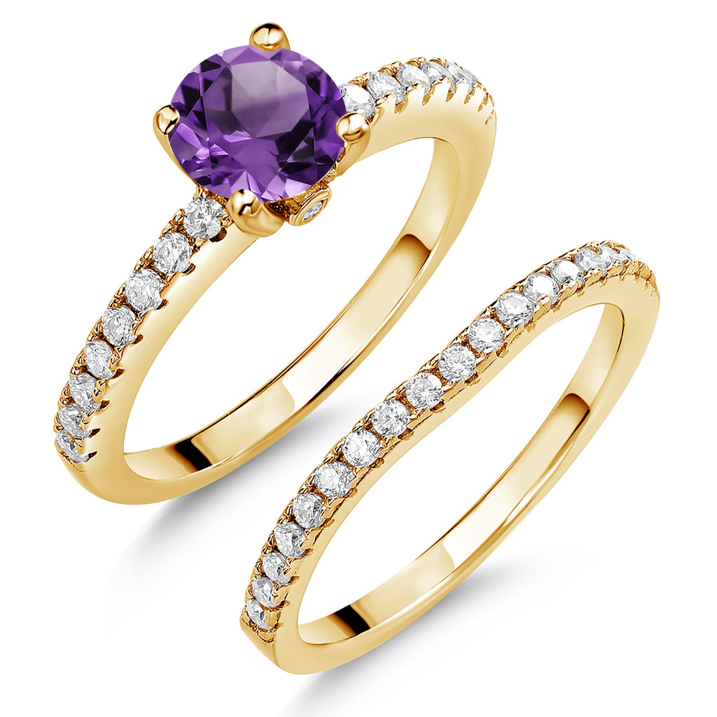 Amethyst - February_6_Ring in 925 Yellow Gold Plated Silver