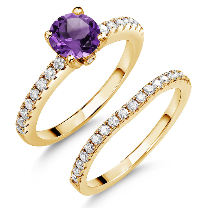 Amethyst - February_6_Ring in 925 Yellow Gold Plated Silver