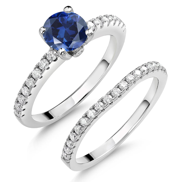 Blue Created Sapphire - September_5_Ring in 925 Sterling Silver