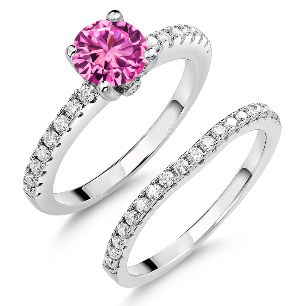 Pink Created Sapphire - September_7_Ring in 925 Sterling Silver