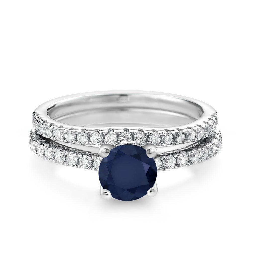 925 Sterling Silver Gemstone Birthstone and White Moissanite Wedding Engagement Band Bridal Set Ring for Women | Round 6MM and 1.3MM | Available in Size 5-9