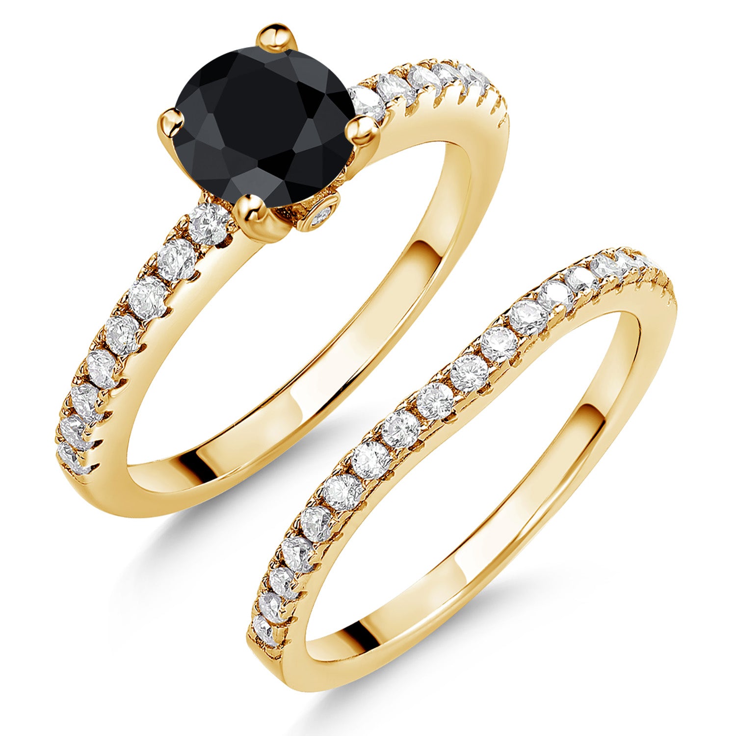 Black Sapphire - September_6_Ring in 925 Yellow Gold Plated Silver