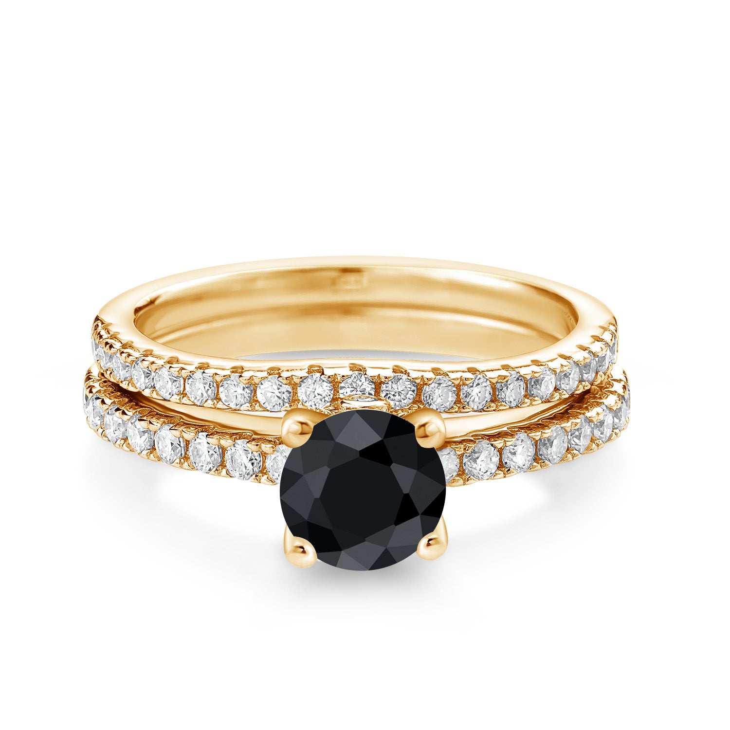 Black Sapphire - September_6_Ring in 925 Yellow Gold Plated Silver