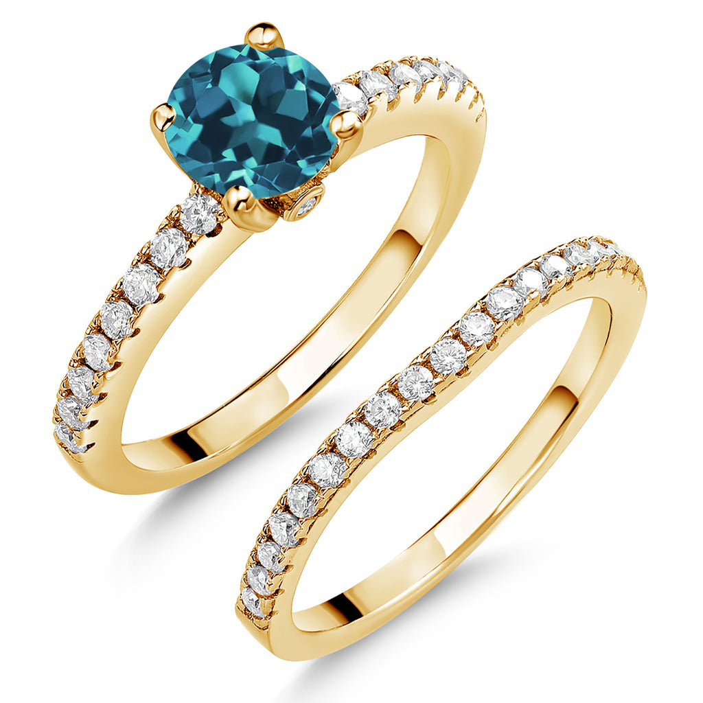 London Blue Topaz - November_5_Ring in 925 Yellow Gold Plated Silver