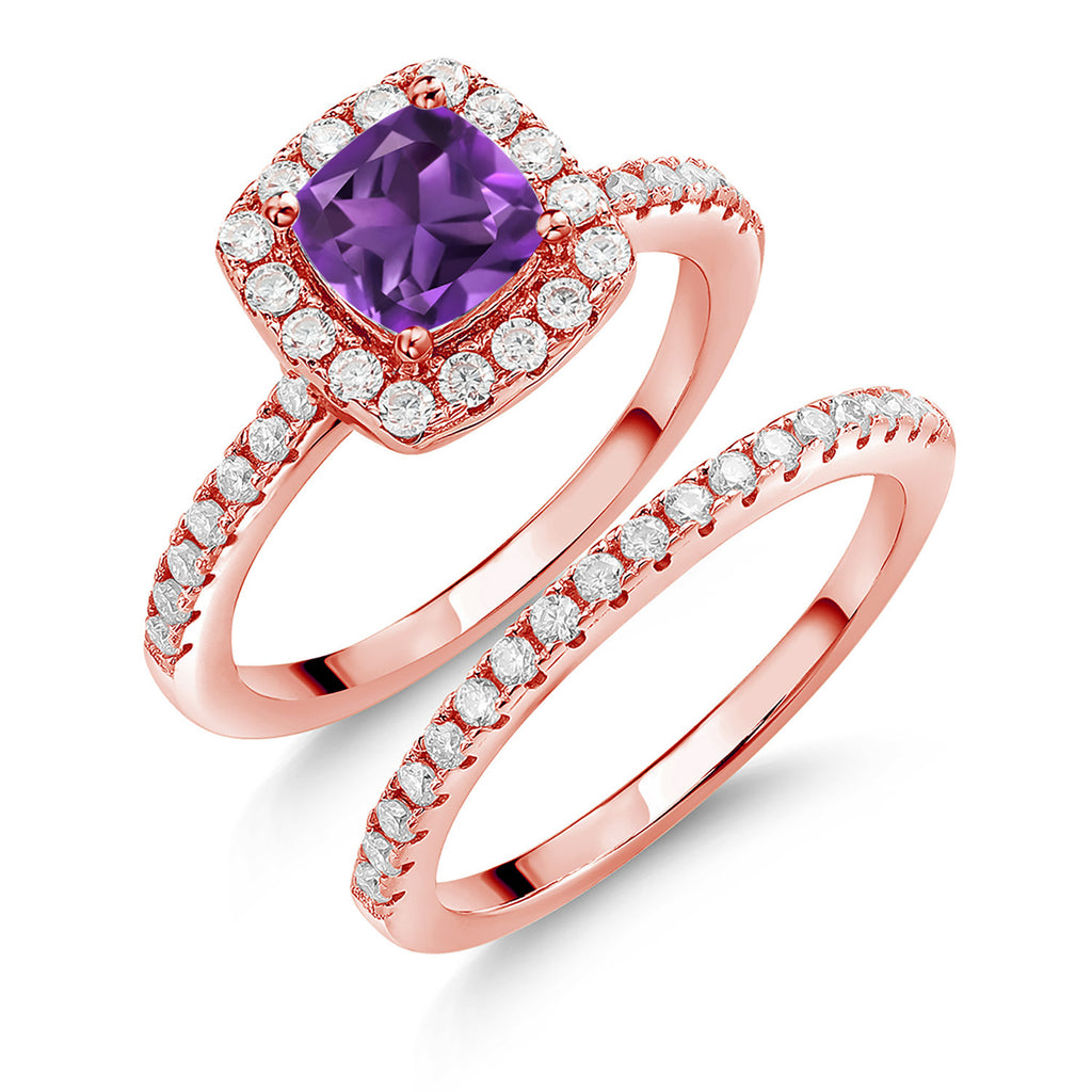 Amethyst - February_8_Ring in 925 Rose Gold Plated Silver
