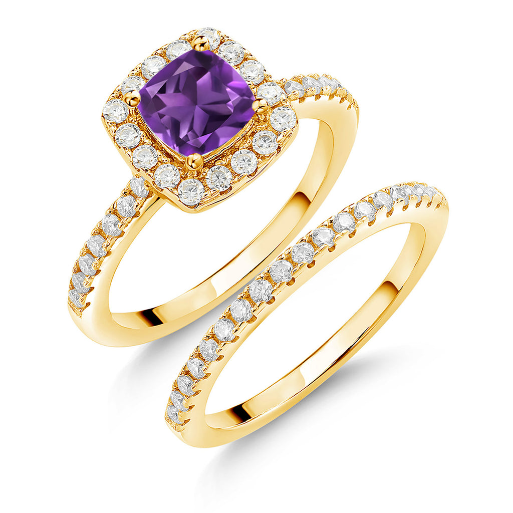 Amethyst - February_6_Ring in 925 Yellow Gold Plated Silver