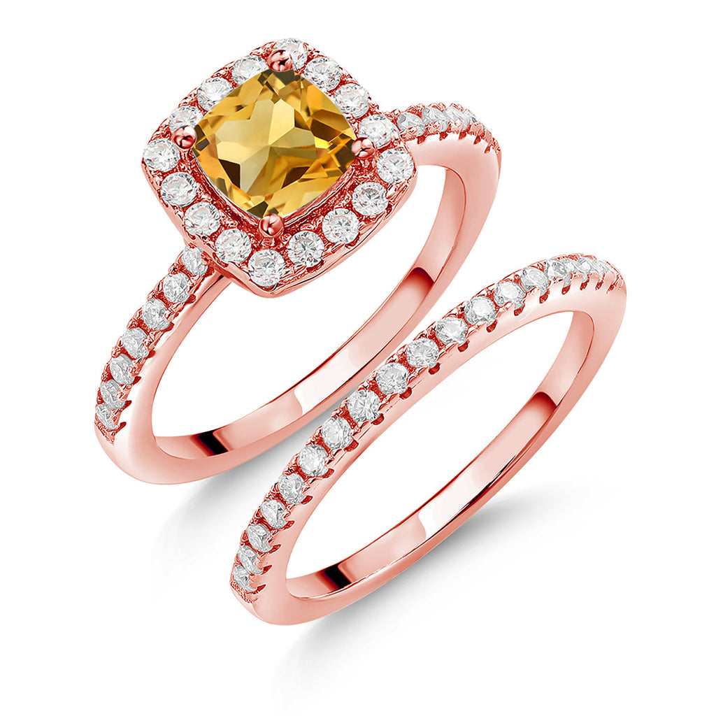 Citrine - November_6_Ring in 925 Rose Gold Plated Silver