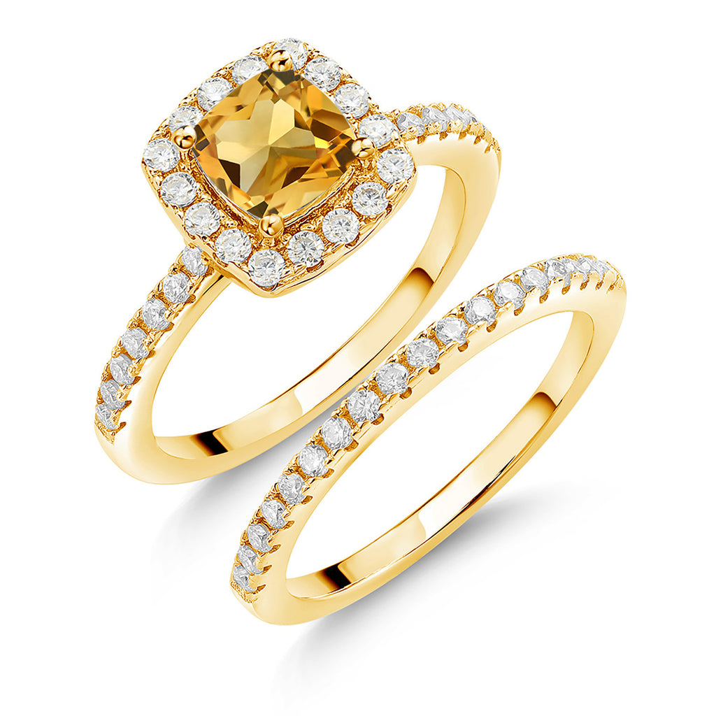 Citrine - November_8_Ring in 925 Yellow Gold Plated Silver