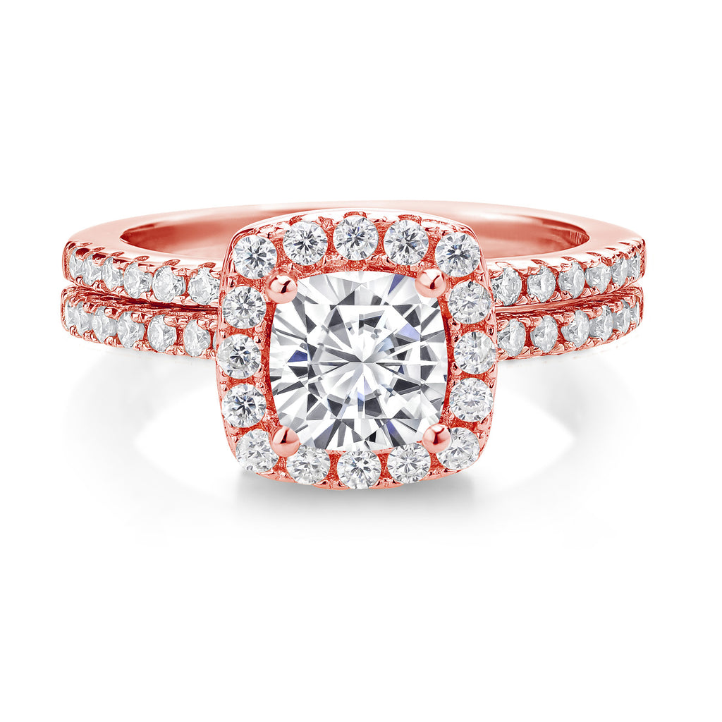 Blue Created Sapphire - September_7_Ring in 925 Rose Gold Plated Silver