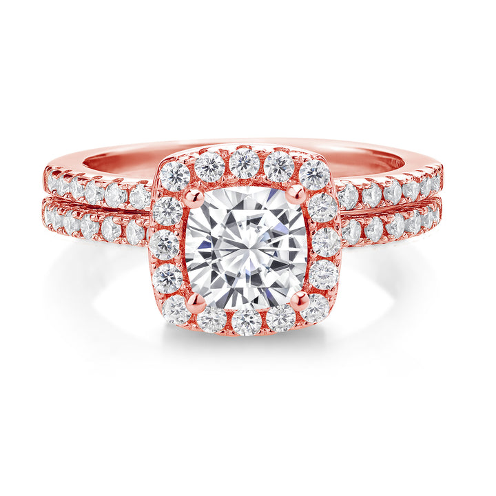 Blue Created Sapphire - September_7_Ring in 925 Rose Gold Plated Silver