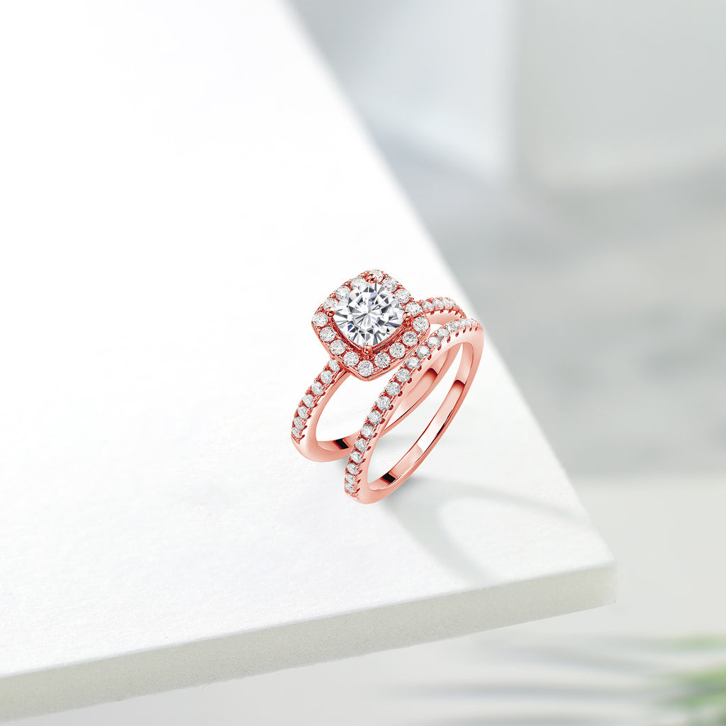 Blue Created Sapphire - September_7_Ring in 925 Rose Gold Plated Silver