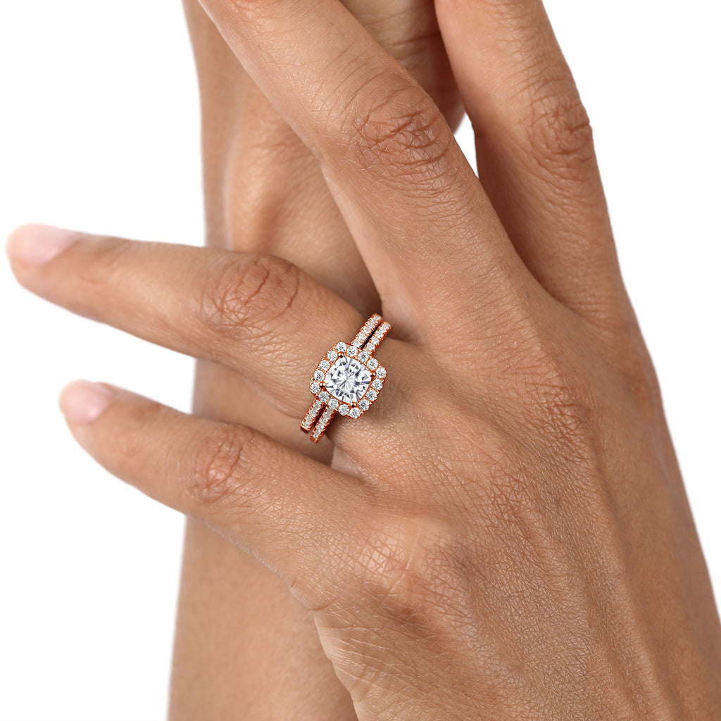 Blue Created Sapphire - September_7_Ring in 925 Rose Gold Plated Silver