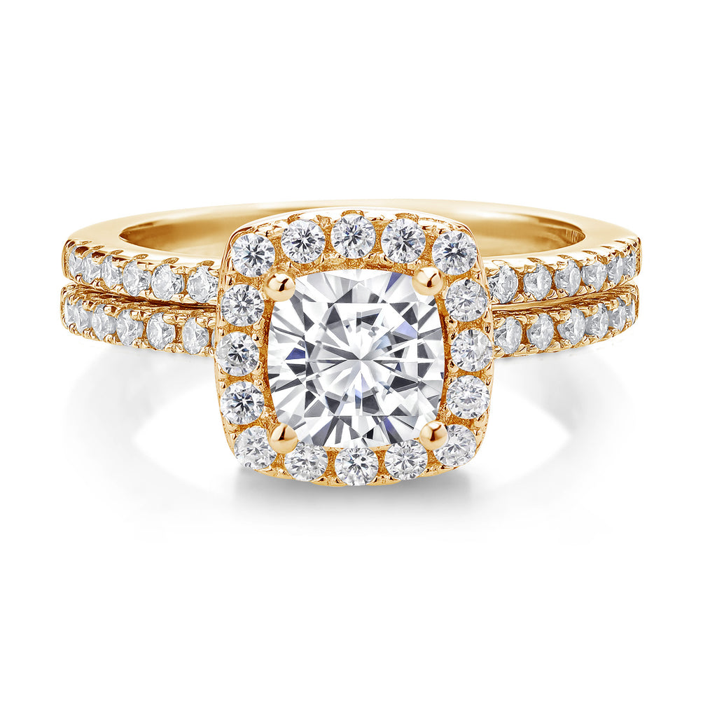 Blue Created Sapphire - September_6_Ring in 925 Yellow Gold Plated Silver