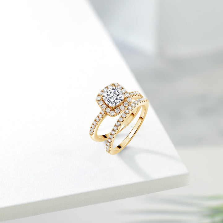 Blue Created Sapphire - September_6_Ring in 925 Yellow Gold Plated Silver