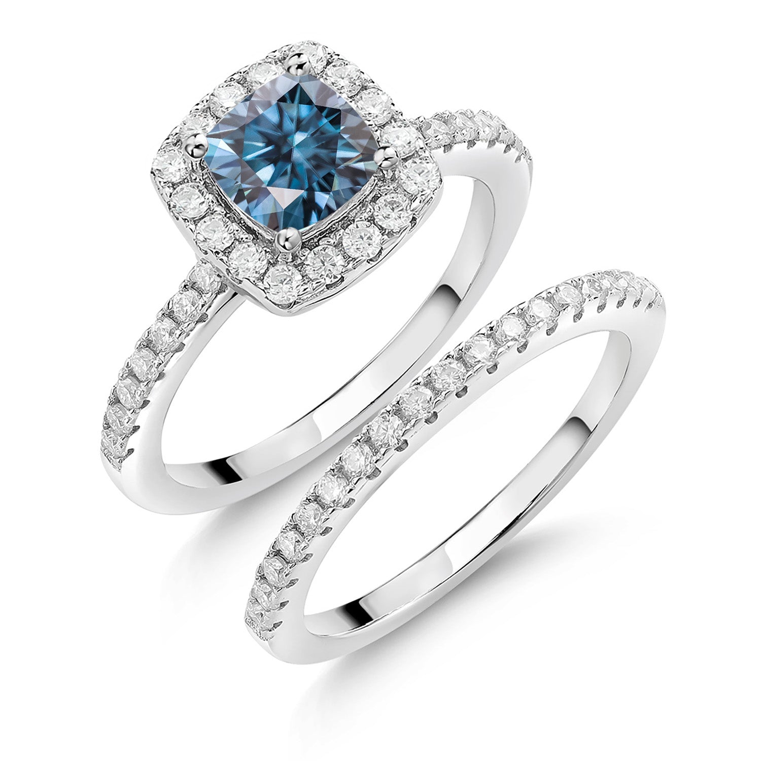 Persian Blue Moissanite - April_8_Ring in 925 Sterling Silver