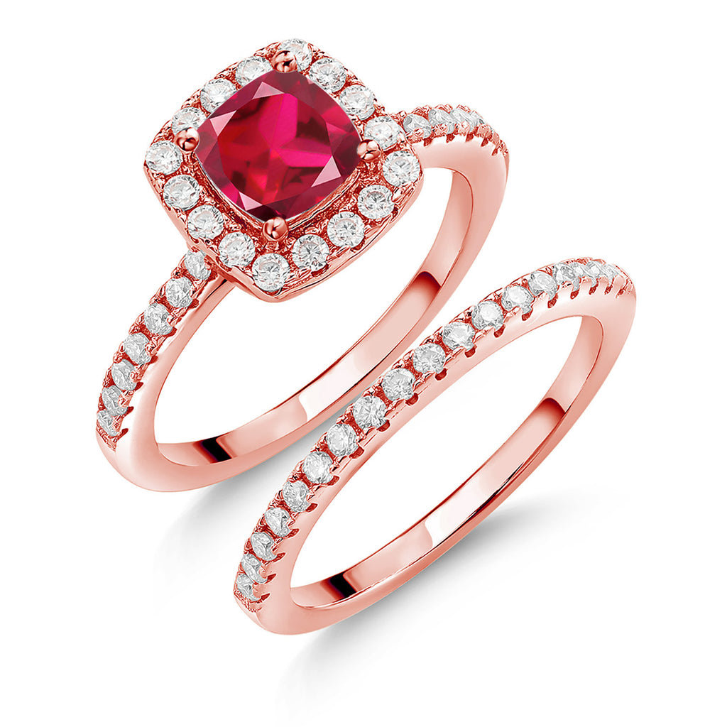 Created Ruby - July_7_Ring in 925 Rose Gold Plated Silver
