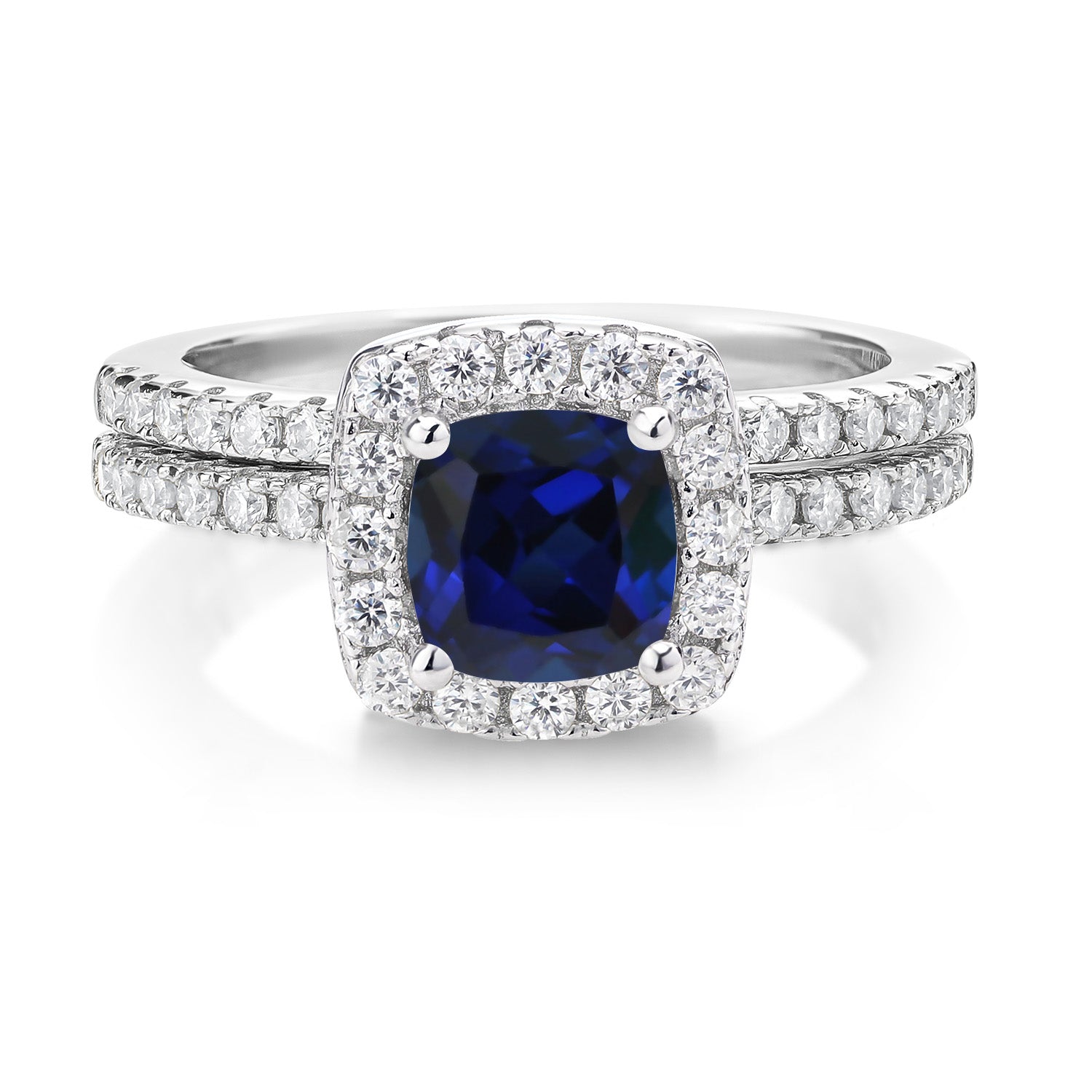 Blue Created Sapphire - September_7_Ring in 925 Sterling Silver