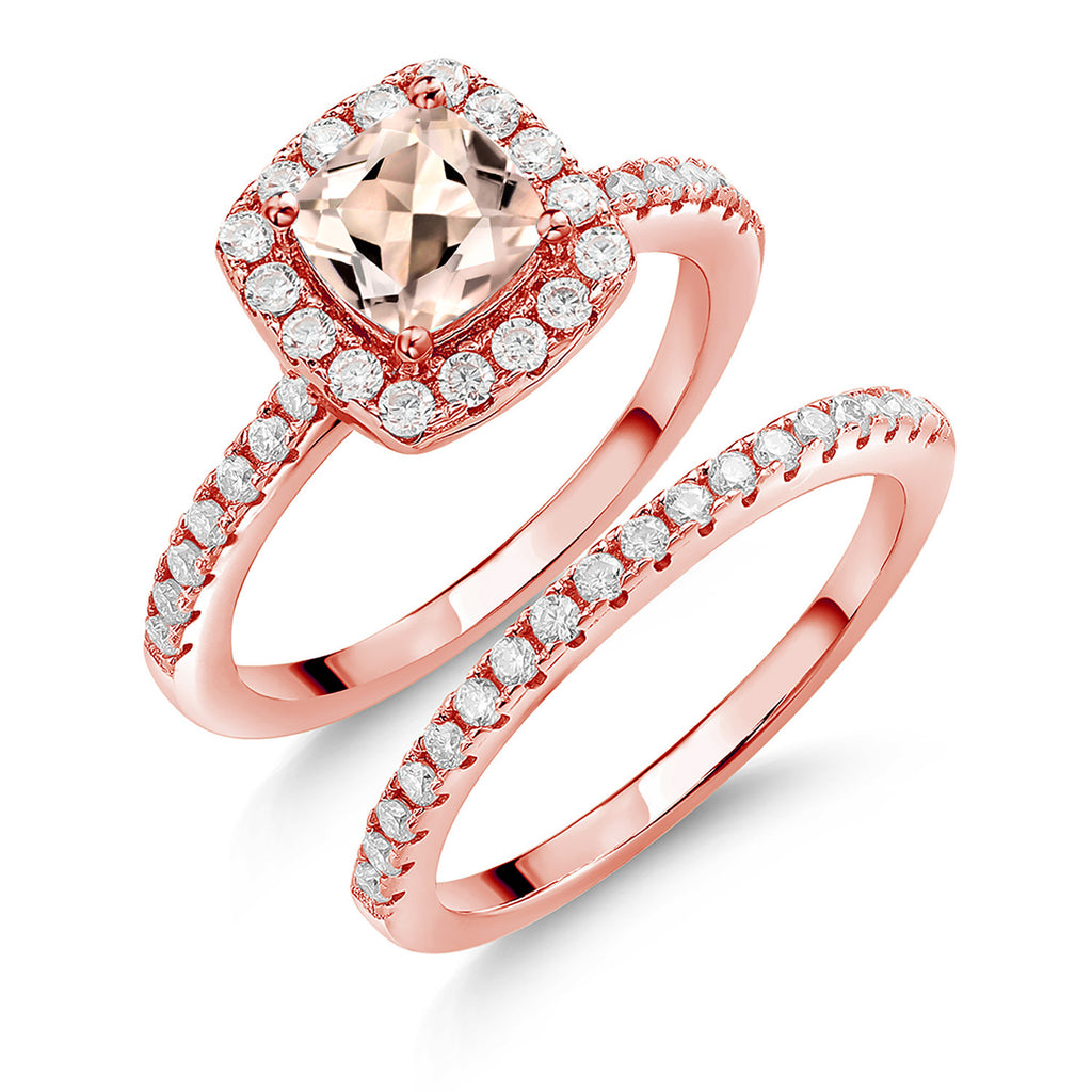Morganite - October_5_Ring in 925 Rose Gold Plated Silver