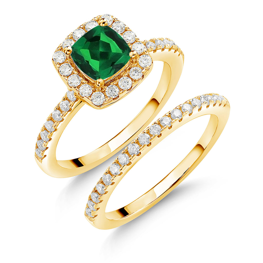 Nano Emerald - May_7_Ring in 925 Yellow Gold Plated Silver