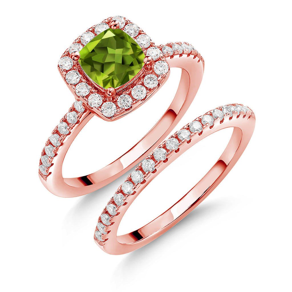 Peridot - August_7_Ring in 925 Rose Gold Plated Silver