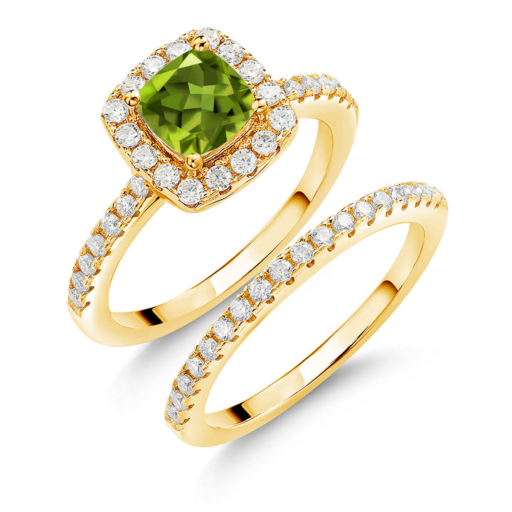 Peridot - August_5_Ring in 925 Yellow Gold Plated Silver