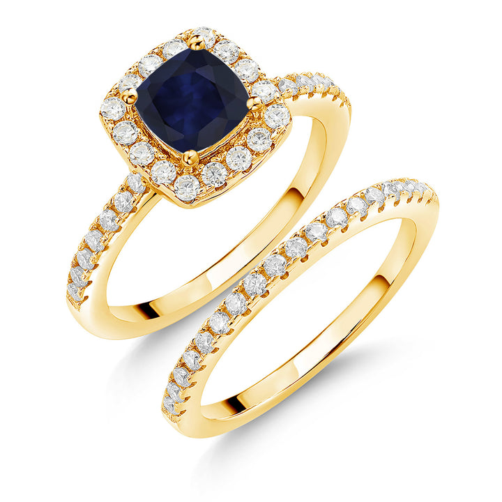 Blue Sapphire - September_5_Ring in 925 Yellow Gold Plated Silver