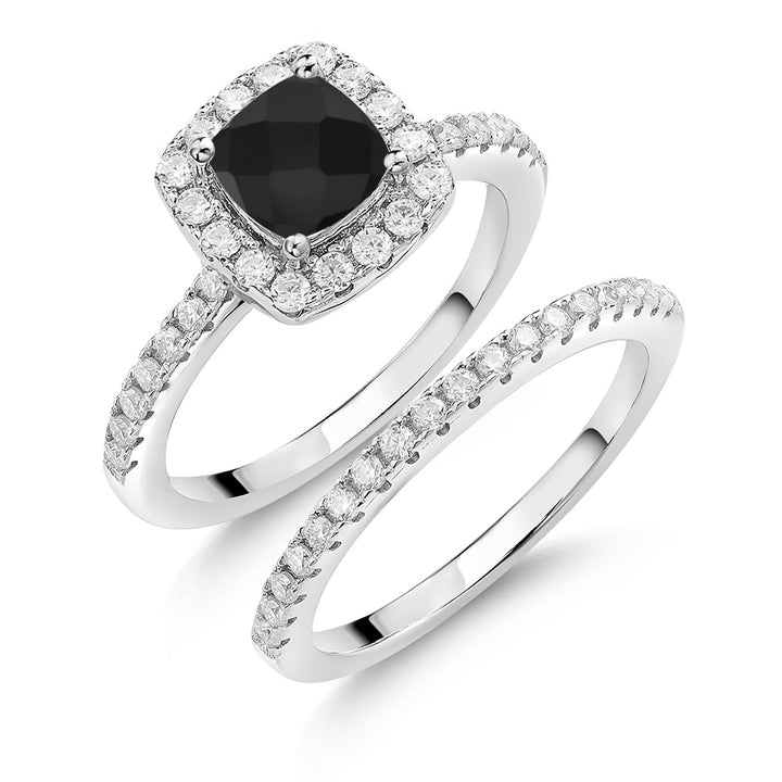 Onyx-Checkerboard_5_Ring in 925 Sterling Silver