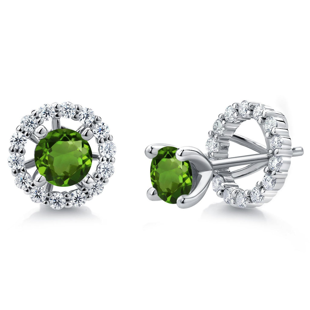 Gem Stone King Studs with Removable Jackets for Women | 925 Sterling Silver | Gemstone Birthstone and White Moissanite Earrings | Center Round 5MM | Fine Jewelry Gifts for Women Mom Wife Her
