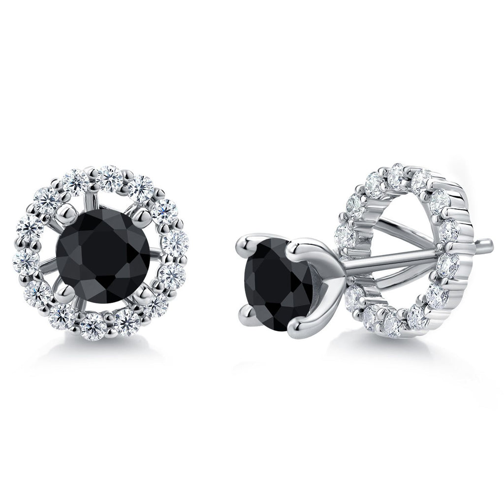 Gem Stone King Studs with Removable Jackets for Women | 925 Sterling Silver | Gemstone Birthstone and White Moissanite Earrings | Center Round 5MM | Fine Jewelry Gifts for Women Mom Wife Her