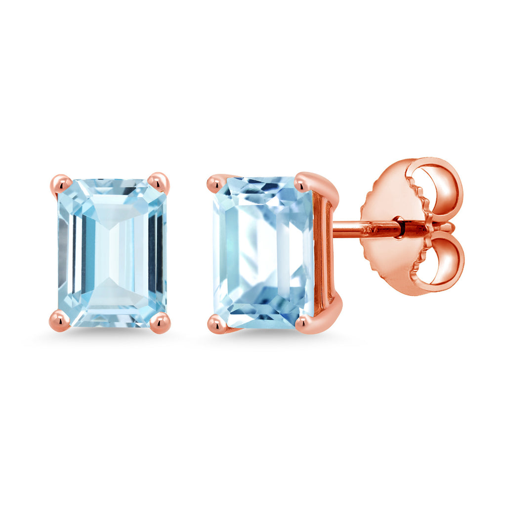 Aquamarine - March_Rose Gold Plated Silver_Earrings in Rose Gold Plated Silver