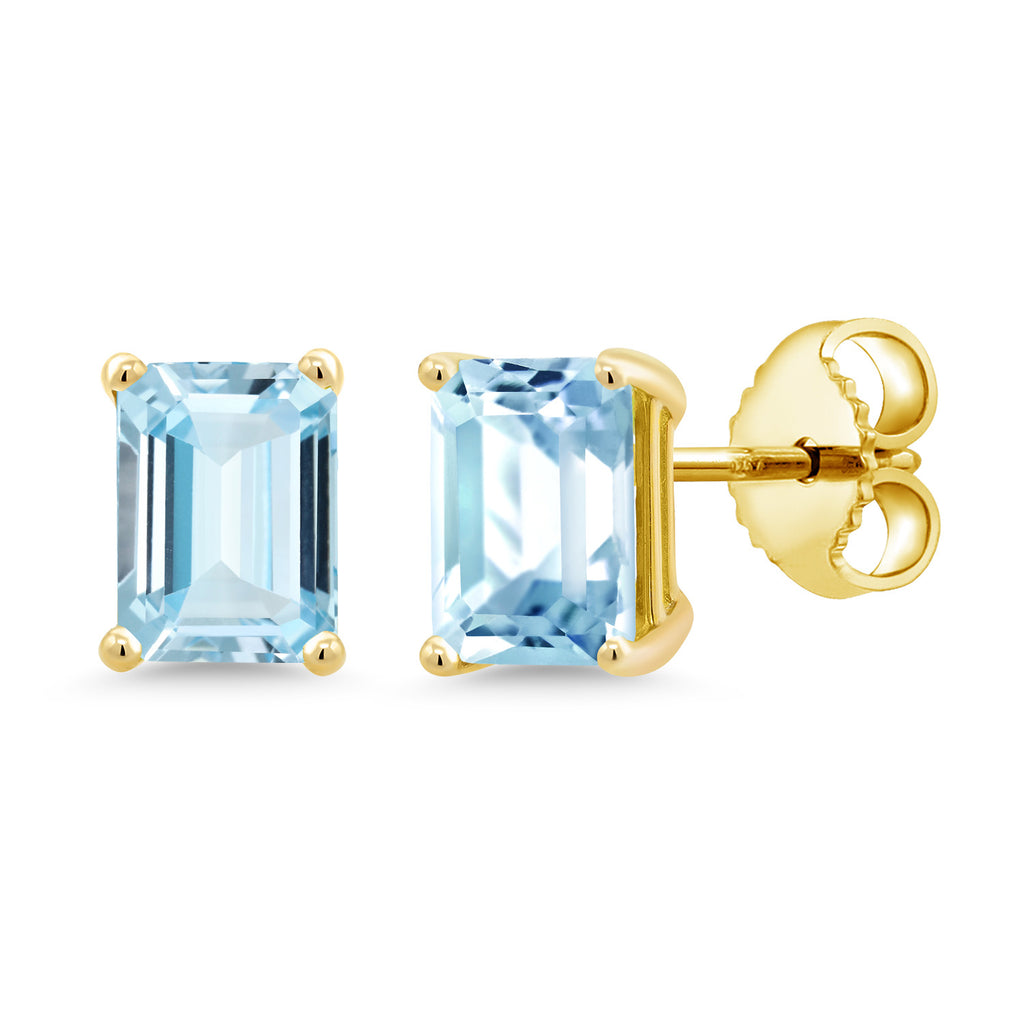 Aquamarine - March_Yellow Gold Plated Silver_Earrings in Yellow Gold Plated Silver