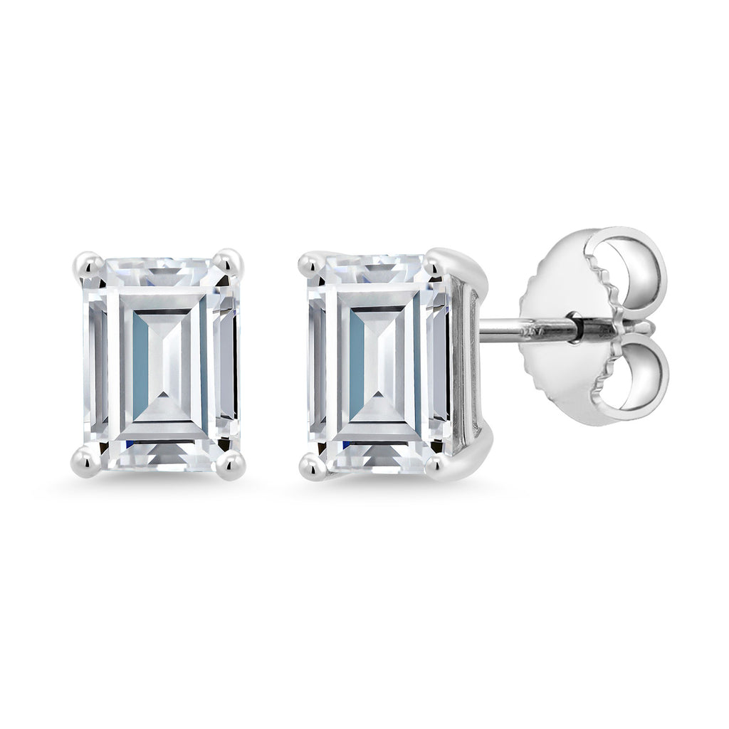 White Moissanite - April_Sterling Silver_Earrings in Sterling Silver