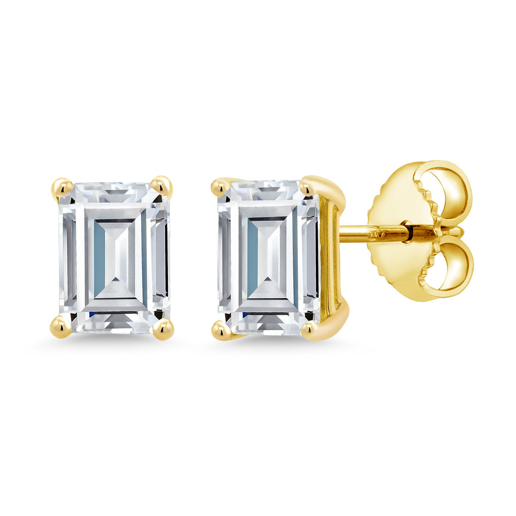 White Moissanite - April_Yellow Gold Plated Silver_Earrings in Yellow Gold Plated Silver