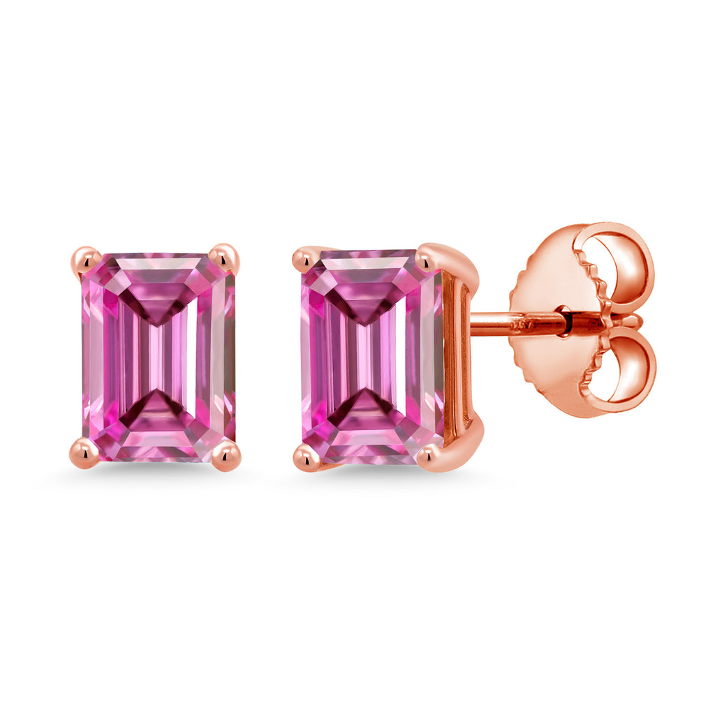 Pink Moissanite - April_Rose Gold Plated Silver_Earrings in Rose Gold Plated Silver