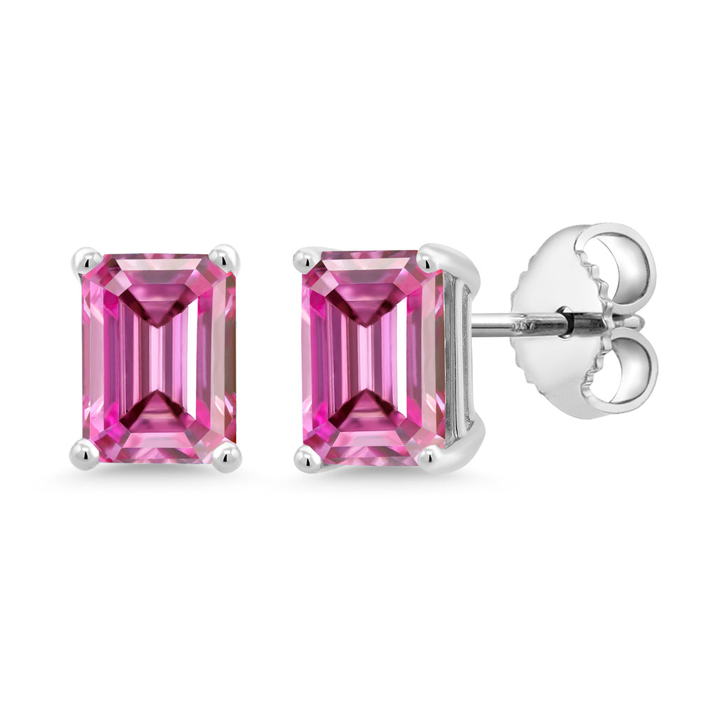 Pink Moissanite - April_Sterling Silver_Earrings in Sterling Silver