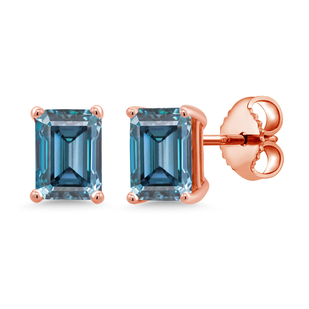 Persian Blue Moissanite - April_Rose Gold Plated Silver_Earrings in Rose Gold Plated Silver