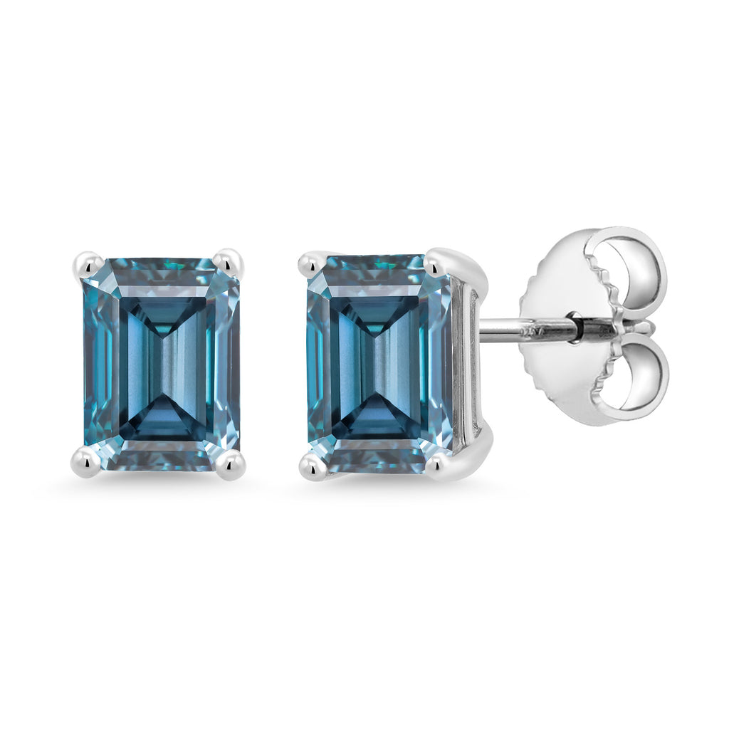 Persian Blue Moissanite - April_Sterling Silver_Earrings in Sterling Silver